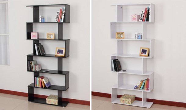 Homcom 6 Tier Zig Zag Bookshelf Save Up To 30 Pigsback Com