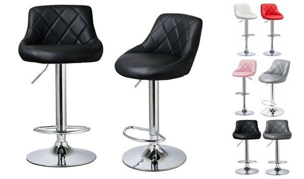 €69.99 for a Set of 2 PU Leather Gas Lift Swivel Bar Stools - 6 Colours