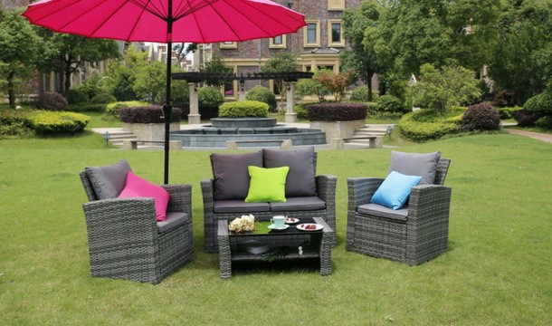 Yakoe 4 Seater Rattan Garden Furniture Set with Optional Raincover from €254.99