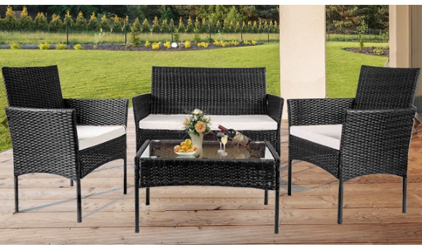 €109.99 for a 4 Seater Rattan Effect Garden Furniture Set with Cushions