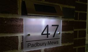 Personalised Premium Frosted Door Sign With Solar Light Option