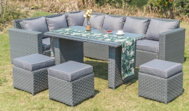 FLASH SALE / EXPRESS DELIVERY: 8 or 9 Seater Rattan Corner Set with Optional Rain Cover from €569.98