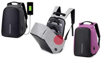 Anti-Theft Backpack with USB Charging Port in 3 Colours