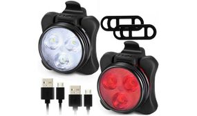 Set of Super Bright USB Rechargeable LED Bike Bicycle Lights - Front & Rear