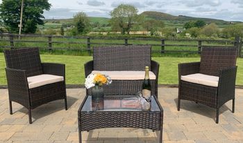 Oatlands 4 Piece Rattan Garden Furniture Lounge Set (Brown)