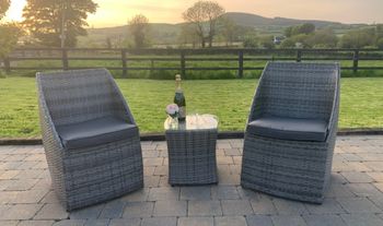 3 Piece Tub Rattan Garden Furniture Bistro Tub Set in Grey