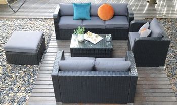 7 Seater Rattan Furniture Sofa Sofa Set with Rain Cover