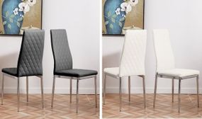 Set of 2 PU Leather High Back Dining Chairs