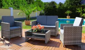  4 Seater Miami Rattan Garden Furniture Set with Reclining Armchairs