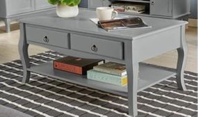 Paris Coffee Table With 2 Drawers & 1 Shelf - Available in White or Grey