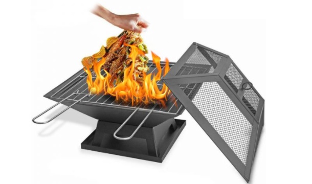 €44.99 for a Square Fire Pit & BBQ Grill Combo