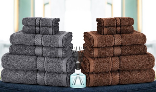 6Pc or 8Pc Luxury Egyptian Cotton Towel Set - 10 Colours from €15.99 