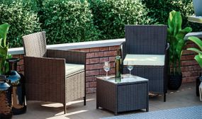 3 Piece Bali Garden Rattan Set With 2 Chairs & Cube Table - 3 Colours Available