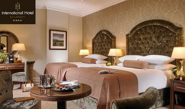 2, 3 or 4 Night B&B Stay for 2 with Room Upgrade, Bottle of Prosecco in Room on Arrival, Late Checkout & much more at the 4-Star International Hotel Killarney, Co. Kerry