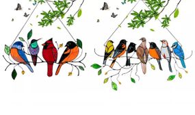 Colourful Stained Glass Effect Bright Bird Garden Decoration