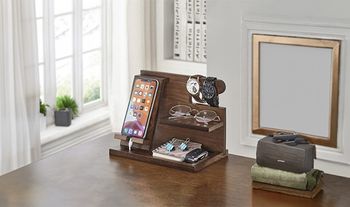 Personalised Desktop Wooden Mobile Phone Storage and Docking/Charging Station