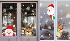 Santa and Rudolph Christmas Window Stickers