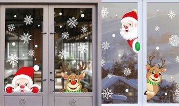 Santa and Rudolph Christmas Window Stickers