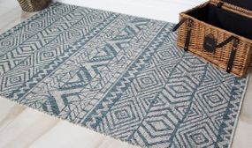 Blue Aztec Geometric Flatweave Indoor / Outdoor Rugs