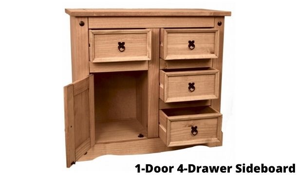 Home Discount Corona Sideboard 1 Door 4 Drawer Solid Pine Wood