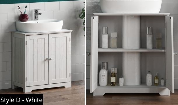 Priano Bathroom Sink Cabinet Under Basin Unit Cupboard Storage Furniture  White