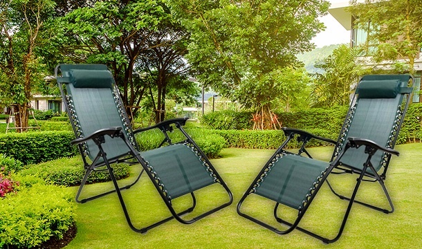 PRICE DROP Pair of Reclining Zero Gravity Sun Loungers Easy to