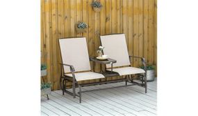 Outsunny Metal Double Swing Rocking Chair With Table