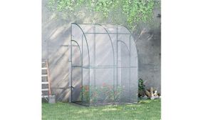 Outsunny Walk-In Greenhouse Lean to Wall Tunnel, 143 x 118 x 212 cm