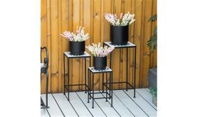 Outsunny 3-Piece Metal Plant Stand, Stackable Flower Display Rack