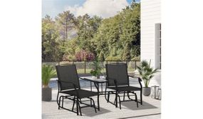 Outsunny Double Glider Rocking Chairs with Middle Table Conversation