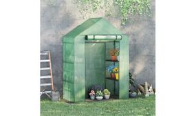 Outsunny Walk-In Greenhouse Portable Grow House with 2 Tier Shelf, 141 x 72 x 191 cm