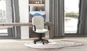 Cream Leather Swivel Home Office Chair