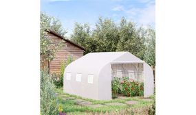 Outsunny 3.5 x 3 m Walk-In Greenhouse Polytunnel - White