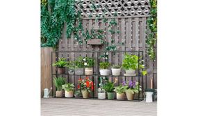 Outsunny 3 Tier Metal Plant Stand, Greenhouse Staging Flower Pot Shelf