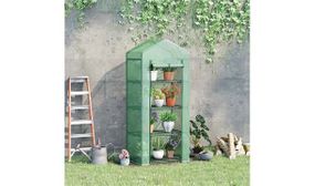 Outsunny 4 Tier Mini Greenhouse with Steel Frame, PE Cover, Roll-up Door, 70 x 50 x 160 cm