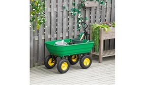 Outsunny 125 Litre Large Heavy Duty 4 Wheel Wheelbarrow Tipping Truck Trailer