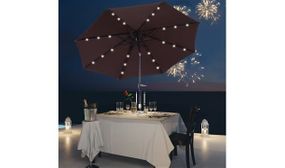 Outsunny Umbrella Parasol 24 Solar LED-Brown/Coffee