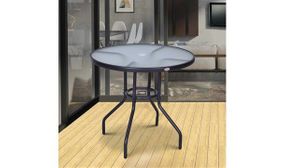 Outsunny Outdoor 80cm Round Dining Table with Tempered Glass