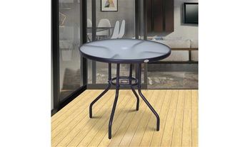 Outsunny Outdoor 80cm Round Dining Table with Tempered Glass