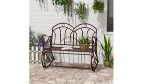 Outsunny 2 Seater Metal Bench Rocking Chair Swing