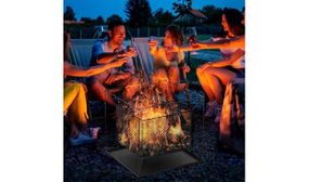 Outsunny Square Fire Pit with Poker