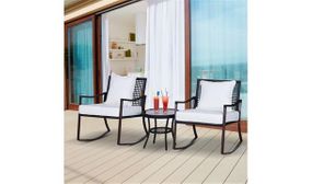 Outsunny 2 Seater Rattan Rocking Armchair Bistro Set