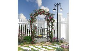 Outsunny Rose Trellis Arbour Pergola Metal Arch Bench