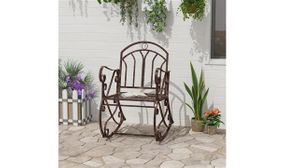 Outsunny Metal Rocking Chair Vintage Style Bronze