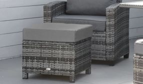 Outsunny Rattan Footstool 50x50x35cm Grey