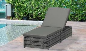 Outsunny Adjustable Rattan Sun Lounger