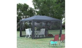 Outsunny 4 m x 3 m Gazebo Party Tent Outdoor Canopy w/ Mesh Sidewalls, Dark Grey