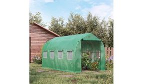 Outsunny 4 x 2m Walk in Polytunnel Greenhouse with Windows and Door