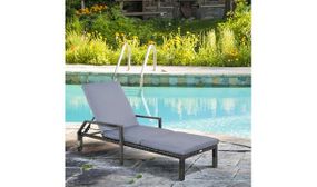 Outsunny Outdoor PE Rattan Wicker Chaise Sun Lounger Recliner