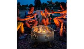 Outsunny Fire Pit with Screen Cover, Portable Wood Burning Firebowl